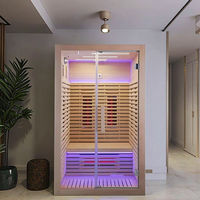 Sauna infrarouge intérieur en bois de pruche canadienne pour 1 à 2 personnes avec porte en verre trempé