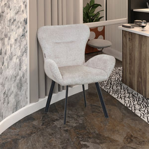 Silla de ocio individual con mechones FlyerModern con patas de metal dorado, sillón tapizado de tela de peluche para silla de salón - Product Image 6