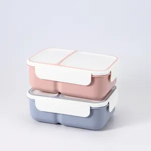 Sinh Viên Bền Vững Sử Dụng Hai Ngăn Hộp Ăn Trưa Bán Buôn Cấp Thực Phẩm Một Lớp Bento <span class=keywords><strong>Container</strong></span> Thực Phẩm Với Bốn Ổ Khóa - Product Image 1