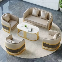 Canapé moderne de luxe léger pour hall d'accueil, fauteuil de salon en cuir