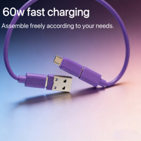 Kit de Cable de Carga y Datos LED DC 6 en 1 de 60W 3A con Expulsor de SIM y Soporte para Teléfono para Teléfonos Móviles