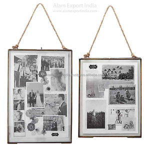 Cadre photo suspendu double face en verre Nouveau cadre mural Présentoir de portrait de plante florale Porte-boîtes à bijoux en métal - Product Image 1