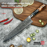 Ensemble de couteaux de cuisine en acier Damas VG10 avec manche en résine noire