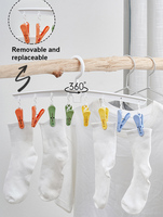 Séchoir à linge portable en plastique à 8 pinces, couleurs arc-en-ciel, pour chaussettes, sous-vêtements, pantalons, jupes