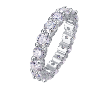 Bagues de mariage et de fête pour femmes, en argent 925 plaqué platine, serties de moissanite taille brillant, pavé, éternité, infini, tendance, 5,2 g - Product Image 1