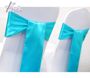 Fundas y fajas para sillas a la venta en tela de satén azul cielo fajas de satén azul bebé para decoración de fundas para Sillas - Product Image 1