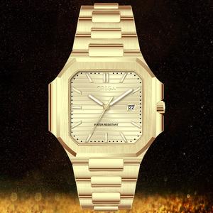 Nouvelle montre pour homme de forme carrée, tendance, avec calendrier et affichage lumineux, pour les affaires, vente en gros d'usine de montres à quartz cool - Product Image 3