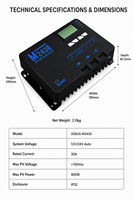 Contrôleur de charge solaire MPPT MJOO 30A 12V 24V avec Bluetooth pour la charge de batteries solaires