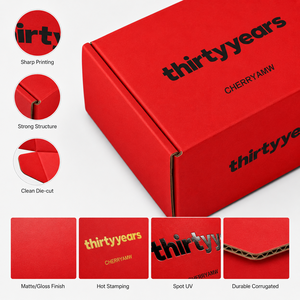 Wholesale All <b>Red</b> Matte Aircraft <b>Box</b> Custom Brand Text Printing Foldable Corrugated Paper Mailing <b>Box</b> Custom Size For Gift Set - Product Image 3