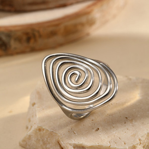 Nischen-Spiralringe für Damen und Herren, Verstellbar, Edelstahl, Minimalistisch, Geometrisch, Vintage-Stil Accessoires ALN2601001829 - Product Image 3