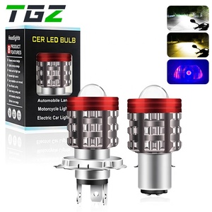 Tgz ไฟหน้า <span class=keywords><strong>LED</strong></span> รถมอเตอร์ไซค์ H4สามสีขาวเหลืองน้ำตาล DC12-80V ไฟสปอตไลท์รถจักรยานยนต์อุปกรณ์ BA20D H6