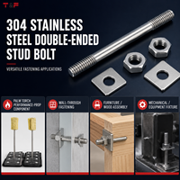 304 Stainless Steel Double-ended Stud, Nut, and Flat Washer M3-M16