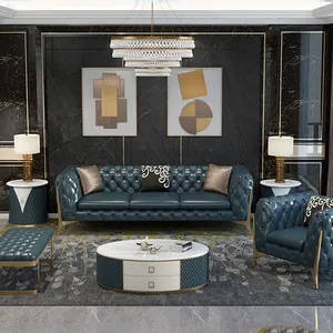Thiết kế mới hiện đại da chính hãng đồ nội thất phòng khách sofa thiết lập khắc phong cách Hoàng Gia