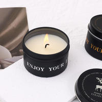 Bougies parfumées sans flamme et sans fumée, écologiques, faites à la main, en boîte métallique noire, à changement de couleur, pour Noël, Diwali, anniversaires, et thèmes Élan