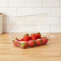 Op maat gemaakte groothandel transparante PLA fruitvouwdoosjes, blauwe bessen punnets, recycleerbare clamshell verpakkingen