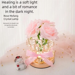4 Layer Crystal Cube Rose Lamp USB Touch Three-tone Lighting Bedside Night Light LED <b>Table</b> Lamp Warm Lighting Home Desktop Decor - Product Image 6