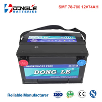 Batterie de voiture Dongle à longue durée de vie, rechargeable, sans entretien, au plomb-acide SMF 78-780 12V 74Ah