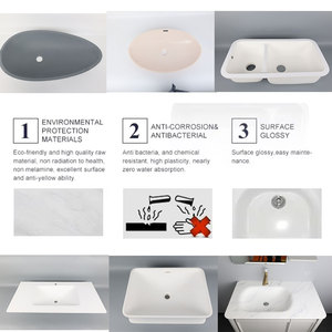 Lavabo DCT OA003 Personalizzato Moderno Resistente ai Graffi e all'Usura per Ospedali Famiglie Hotel Lavandino in Acrilico Bianco per Bagno - Product Image 4
