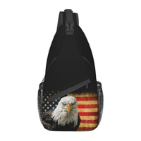 Sac de poitrine en polyester avec impression personnalisée du 250e anniversaire de l'Amérique, sac étanche pour hommes et femmes, sac de poitrine de sport décontracté