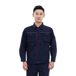 Ensemble <span class=keywords><strong>de</strong></span> combinaisons <span class=keywords><strong>de</strong></span> <span class=keywords><strong>travail</strong></span> <span class=keywords><strong>de</strong></span> protection avec texte brodé, en mélange <span class=keywords><strong>de</strong></span> coton respirant et anti-humidité, pour le printemps et l'automne - Product Image 2