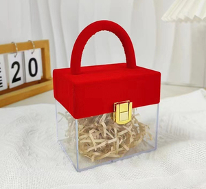 婚礼麂皮手柄透明亚克力手工礼品袋，适用于香水、眼霜和面霜，乙烯基手提盒包装 - Product Image 5