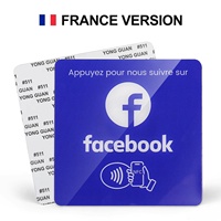 Prêt à expédier : Plaque acrylique NFC Facebook française avec puce NFC215 – Carte acrylique Facebook pour suivre sur les réseaux sociaux en appuyant