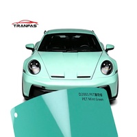 Vinilo Autoadhesivo PET Verde Menta de Alto Brillo para Envoltura Automotriz, Cambio de Color de Carrocería 911, Protección UV, Antiarañazos, 7mil