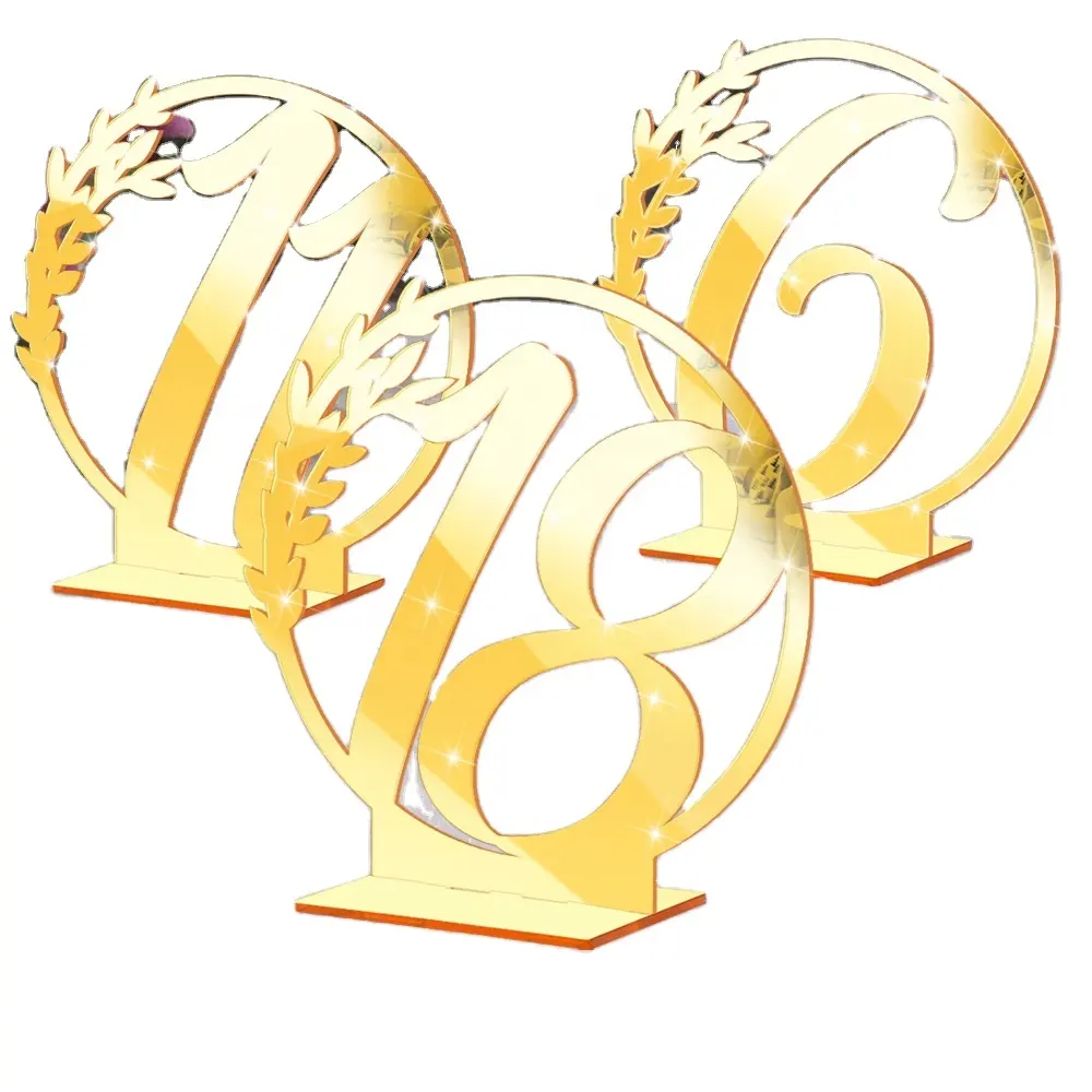 Thanh lịch Acrylic bảng dấu hiệu chủ vàng bảng vip số 1-20 cho sang trọng Wedding party trang trí