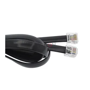 Black Color 8 Pin 8 Core Telephone Cable RJ45 Flat Cord