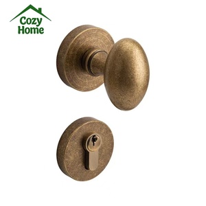 Französisches Türschloss-Set aus Messing mit Ovaler Runder Türgriffverriegelung in Kaffeebraun für Haus- und Gartentüren - Product Image 2