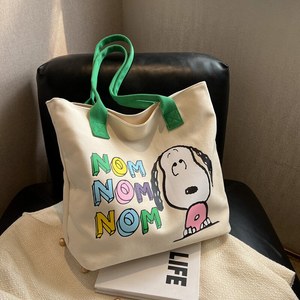 Borsa Tote in Tela di Alta Qualità con Stampa Giornale Snoopy, Grande Capacità, Borsa a Tracolla Singola da Donna con Cartone Animato - Product Image 6