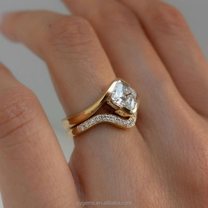 U Ying collezione Rapture su misura 18K oro giallo 2CT Asscher Moissanite anello nuziale alta gioielli donna fedi nuziali Set - Product Image 6