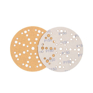 Kunden spezifische Größe 49 Löcher Gelb <span class=keywords><strong>Aluminium</strong></span> oxid Schleifpapier Schleifpapier Scheibe P60-P800 Körnung OEM für Auto Metall Holz Schleifen Polieren - Product Image 1