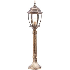 Lampadaire de jardin extérieur en fer avec abat-jour en verre LED, lumière blanc chaud 2700K, IP66 résistant aux intempéries, ampoule A19 non amovible, capteur de mouvement solaire - Product Image 1