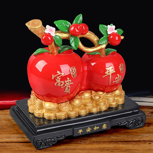 Painted Apple <b>Ornament</b> Resin Feng Shui Decoration For Entryway Chinese New Year Gift - Product Image 3