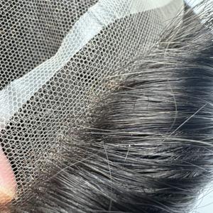 Tupé de cabello humano para hombres con encaje suizo fino suave para hombres, <span class=keywords><strong>prótesis</strong></span> <span class=keywords><strong>capilar</strong></span>, nudos de lejía, unidades de parche para el cabello para hombres, stock de implantes - Product Image 3