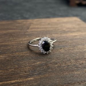 Nouvelle arrivée 925 Sterling Silver Women's Fashion Rings Style classique avec spinelle noir Grand prix - Product Image 1