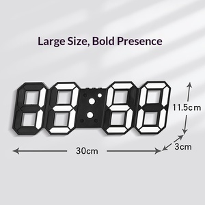 Reloj de Pared Digital LED 3D Grande Huayang, Negro, Moderno, Creativo, con Control Remoto, Alarma, Calendario, Temperatura, para Hogar y Oficina - Product Image 2