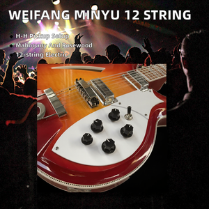 Chitarra Elettrica Weifang Minyu R05 a <span class=keywords><strong>12</strong></span> <span class=keywords><strong>Corde</strong></span> con Fondo e Fasce in Acero, Tastiera in Palissandro, Configurazione Pickup H-H - Product Image 2