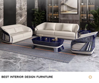 Ensemble de canapés et fauteuils en cuir de luxe haut de gamme pour hôtel et villa, nouveau design, style moderne, canapés en cuir véritable pour salon
