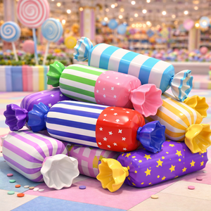 Scultura a forma di panca colorata ecologica per parco giochi per bambini, seduta personalizzata in fibra di vetro a tema dolce per esposizione in aree gioco di centri commerciali - Product Image 1