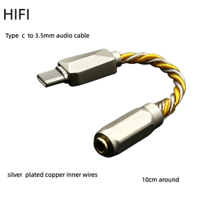 高品质短电缆镀银 32 位 384KHZ 采样 DAC 芯片组 Type c 转 3.5mm HIFI 音频电缆适配器 - Product Image 1