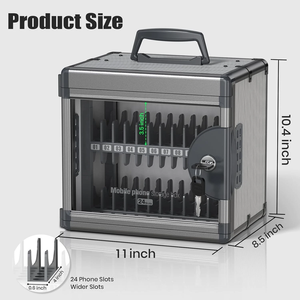 Caja de Almacenamiento para Teléfonos de Aleación de Aluminio con 24 Ranuras, Casillero Seguro para Teléfonos Celulares para Aula o Restaurante con Puerto para Cable de Carga - Product Image 3