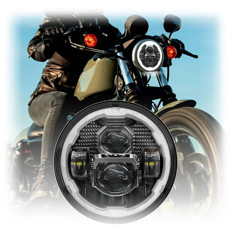 Puntmark Motorfiets Koplamp 12V 7 Inch Ronde Led Projector Koplamp Motorfiets Verlichtingssysteem Voor Motorfiets Koplamp