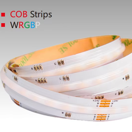 24V Color Changing RGBCCT Dotless COB LED Strip Lights High Density RGBCW Warm White to Daylight RGBWW Dimmable LED Light Strips
