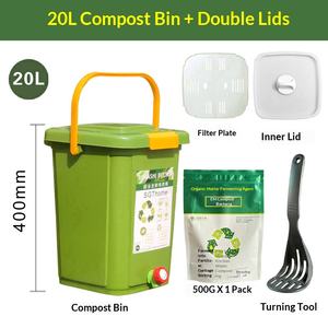 Seau à <span class=keywords><strong>compost</strong></span> <span class=keywords><strong>Bokashi</strong></span> avec double couvercle, plaque filtrante, démarreur EM, outil d'aération, compostage de déchets alimentaires à domicile - Product Image 4