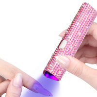 Mini lampe à ongles rose diamant 3W Séchoir à ongles en gel sans fil Câble USB portable Lampe à ongles UV portable avec support magnétique