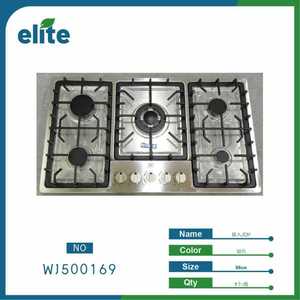 Piano Cottura a Gas Incasso Elite 86cm 5 Fuochi Acciaio Inox Argento Bruciatore Sabaf Griglia in Ghisa Controllo a Manopola - Product Image 1