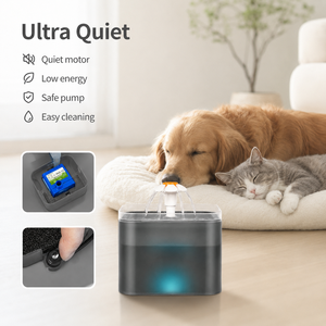 Bebedero para Gatos Ultra Silencioso, Dispensador Automático de Agua con Luz LED, Capacidad de 2L, Filtro, Material PP, Recargable - Product Image 6