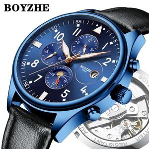 Relojes Mecánicos BOYZHE de Envío Rápido y Gran Venta para Hombre, <span class=keywords><strong>Reloj</strong></span> de Cuero de Lujo para Hombre, Envío Directo - Product Image 2